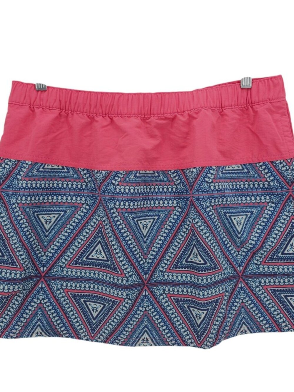 PATAGONIA Baggies Skirt Blue Pink Geometric DWR Finish Drawstring Women's LARGE